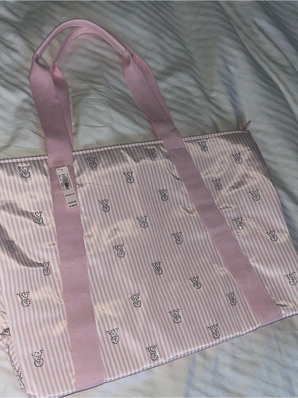 VS Striped Bedazzled Tote Bag with - Picture 2 of 2